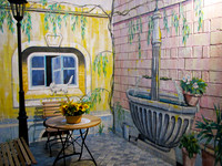 Mural on wall at Hotel Adler