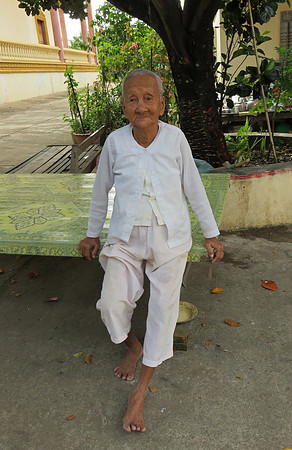 85-year old nun at the Oudong Buddhist Monastery