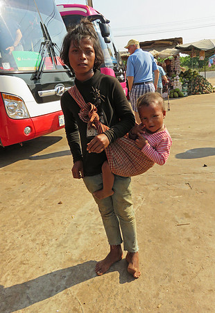 Young woman at a tourist stop in rural Cambodia