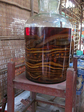 Snake wine, popular among the local men