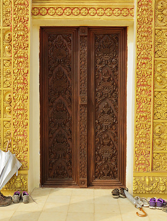 Oudong Buddhist Monastery entrance door