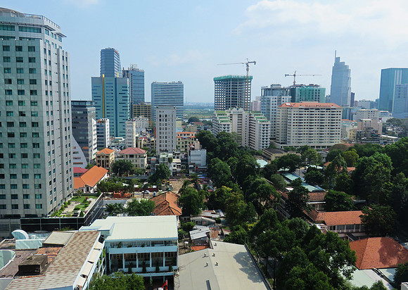 View of Saigon from our hotel room at the Sofitel Plaza Saigon