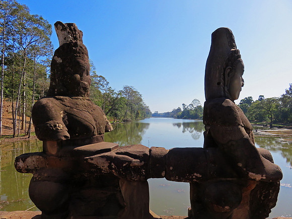 View of the Siam Reap River from the entrance of Angkor Thom
