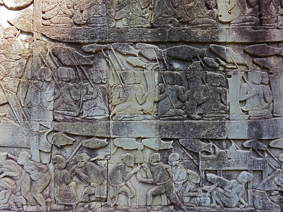 Bas-reliefs depict everyday life in the temple