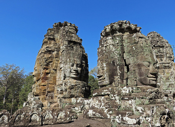 There are approx 200 faces carved into the temple at Angkor Thom