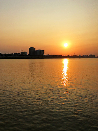 Sun setting on the Mekong