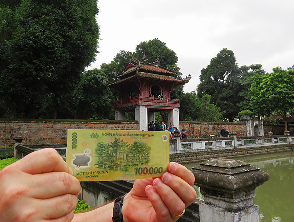 The Temple of Literature is printed on the 100,000 dong note (worth approx $5 USD)