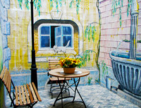 Mural on wall at Hotel Adler