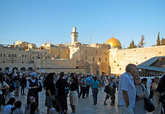 The Wailing Wall with the Dome of the Rock in background